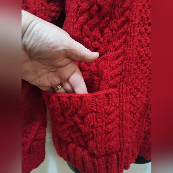 Women's Vintage Romney 100% Wool Zip Front Hooded Cardigan Sweater - Picture 5 of 6